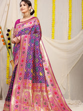 Vasudha Chex Golden Zari Worked Heavy Banarasi Purple Saree